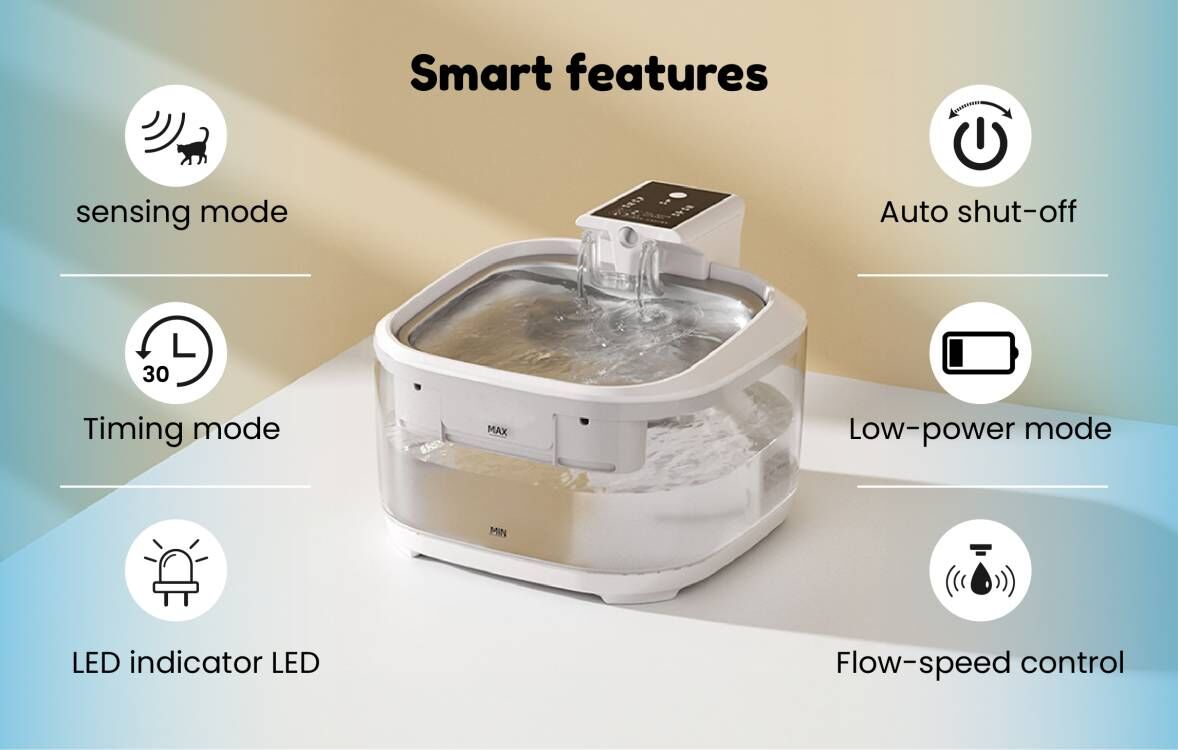 smart features of battery cat water fountain