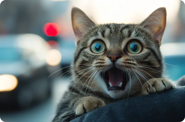 cat panic on the way to pet hospital
