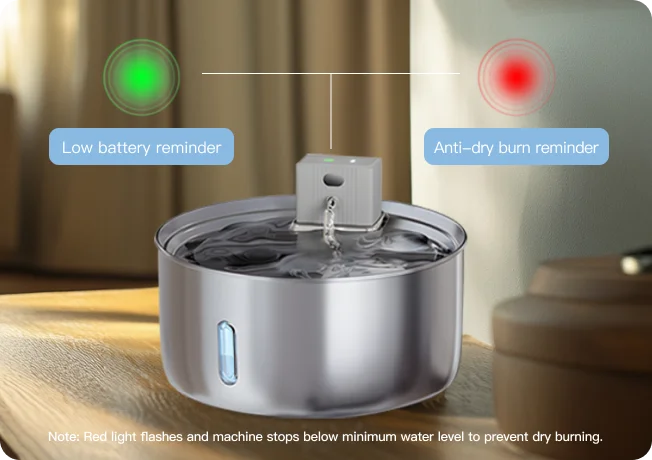 pump free water fountain with intelligent indicator